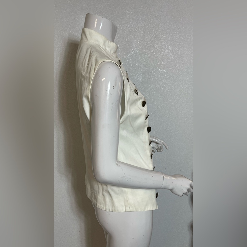 💯cotton Elegant White Buttoned Women's Vest - Picture 2 of 10